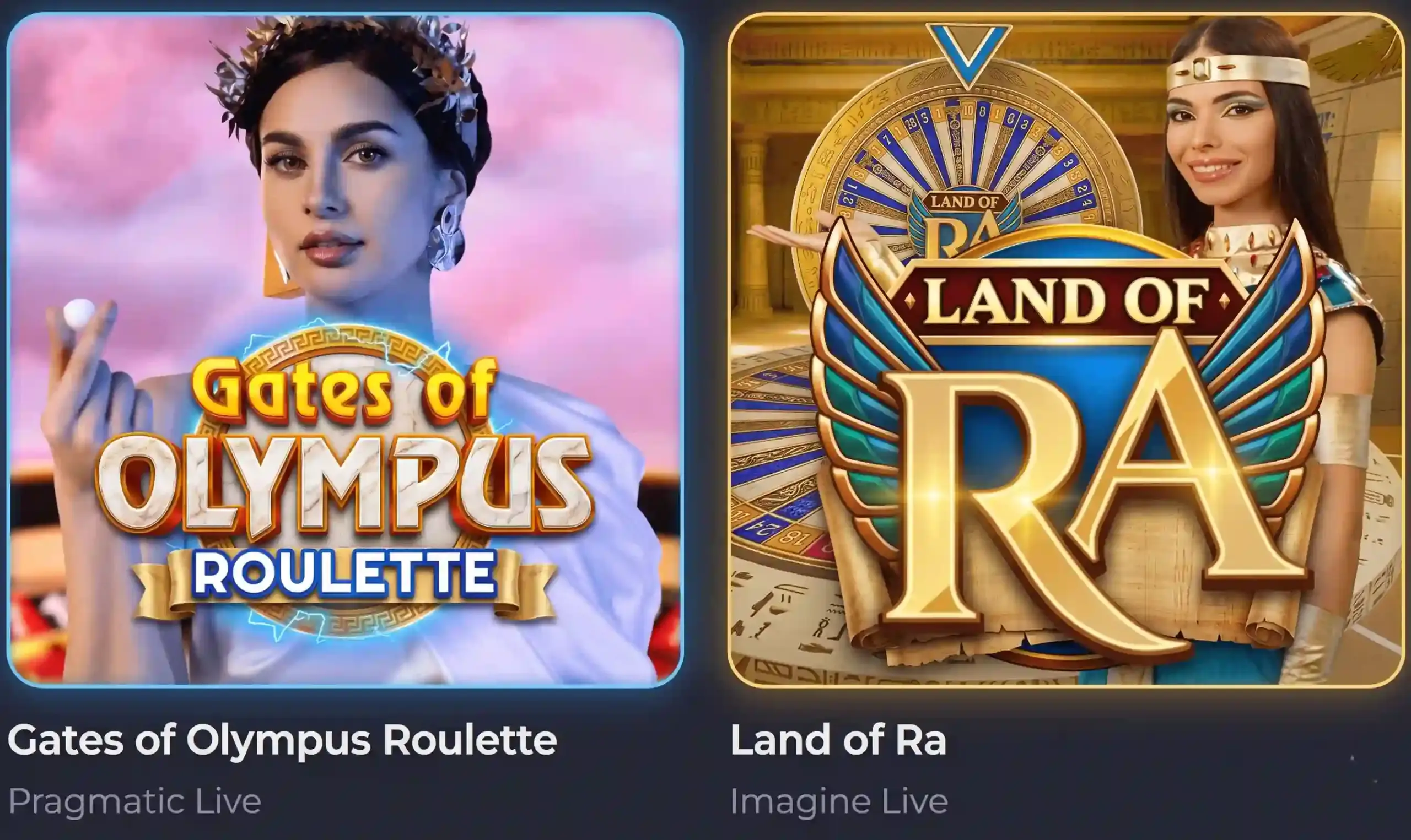 Live dealer roulette game tiles